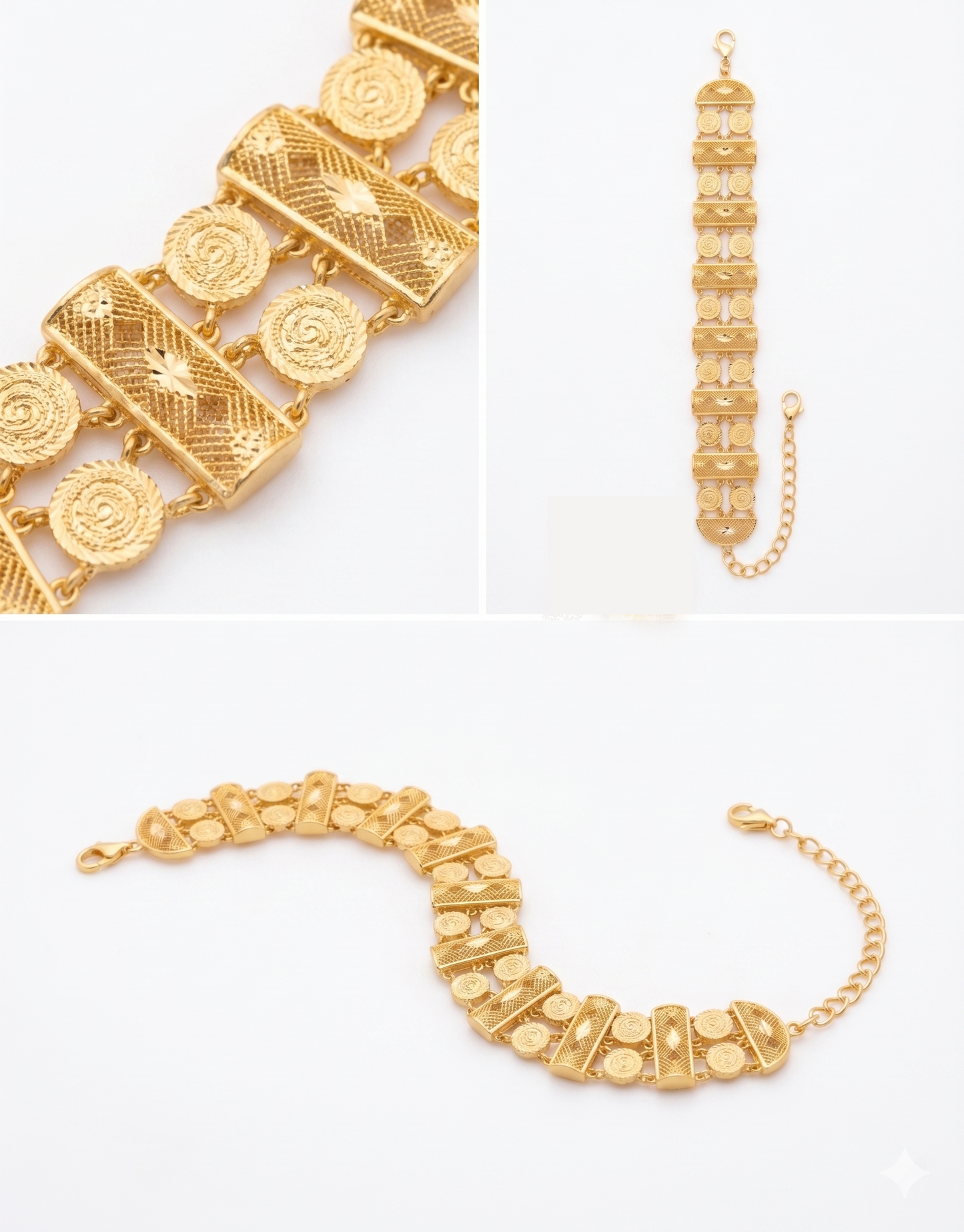 
                  
                    Intricate Antique Gold Plated Mesh Chain Bracelet with Adjustable Clasp
                  
                