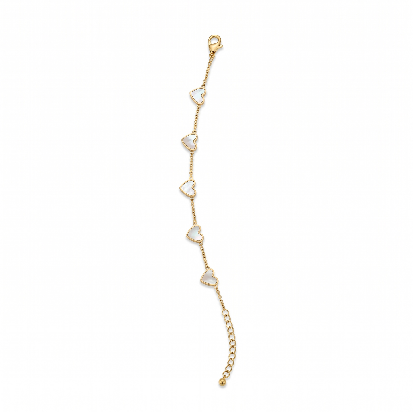 
                  
                    Mother of Pearl Heart Charm Bracelet - Stainless Steel Delicate Chain Jewelry
                  
                