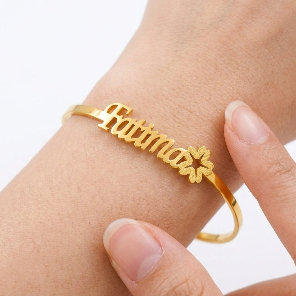 
                  
                    Custom Name Floral Blossom Bangle – Personalized Adjustable Flower Cuff Bracelet for Women
                  
                