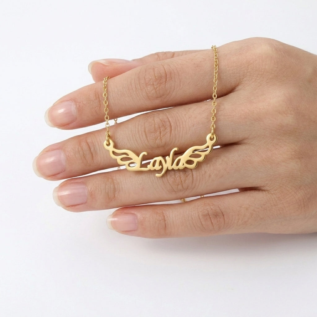 
                  
                    Custom Angel Wings Name Necklace – Personalized Nameplate Pendant Jewelry for Women & Girls
                  
                