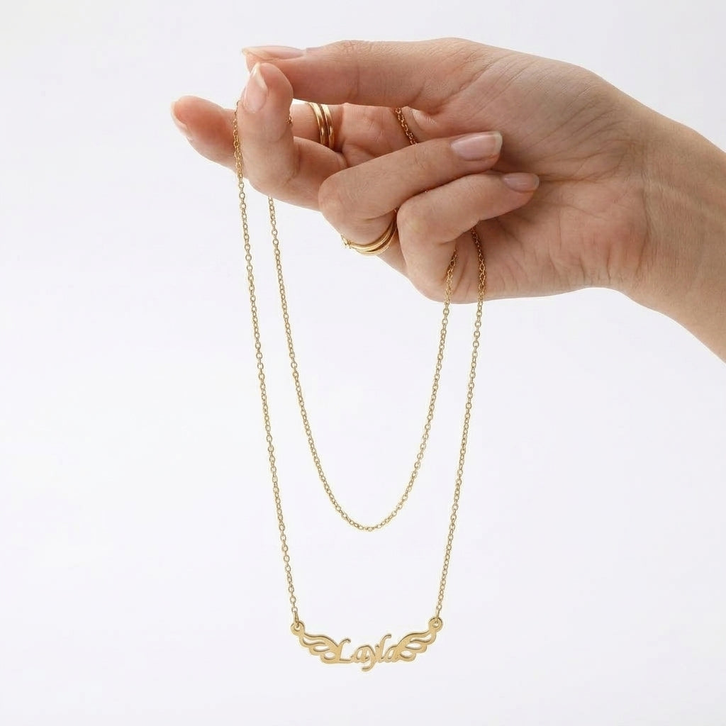 
                  
                    Custom Angel Wings Name Necklace – Personalized Nameplate Pendant Jewelry for Women & Girls
                  
                