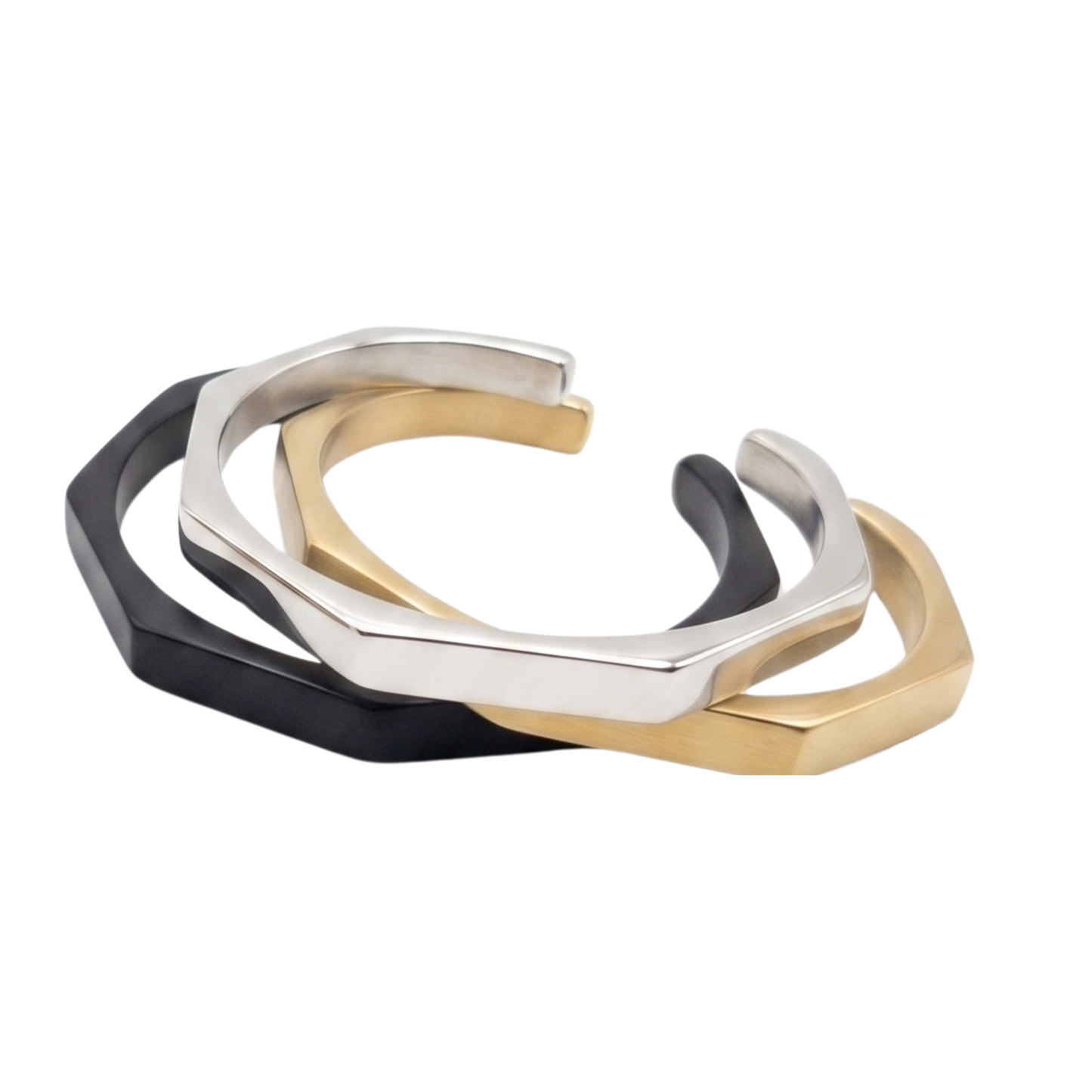 
                  
                    Handcrafted Silver Geometric Cuff Bracelet & Minimalist Band Ring Set
                  
                
